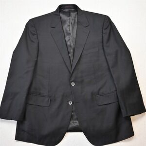 Byron 44R Black 100% Wool Balmoral Mens Blazer Suit Jacket Sport Coat